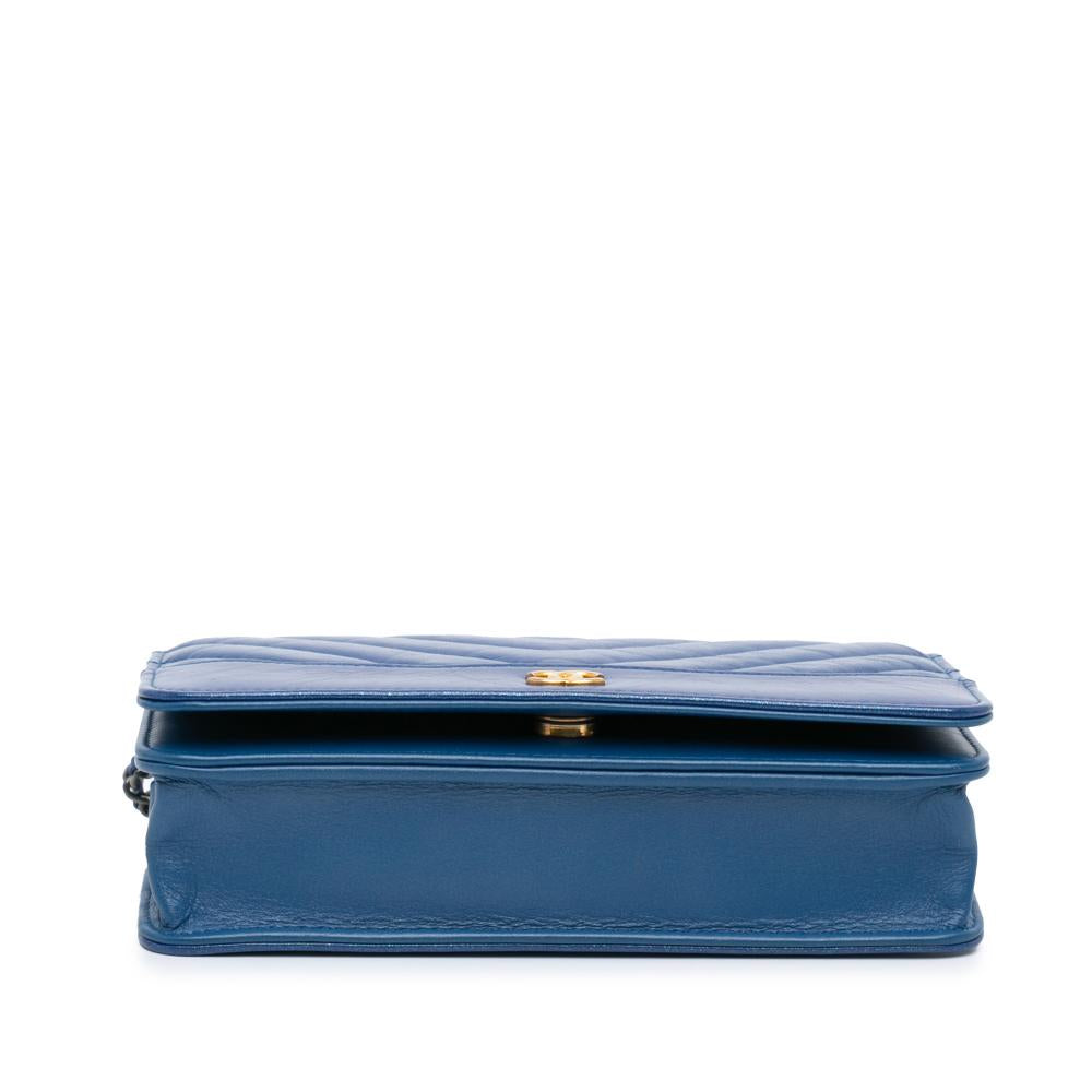 Blue Leather Chanel Wallet On Chain