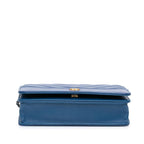 Blue Leather Chanel Wallet On Chain