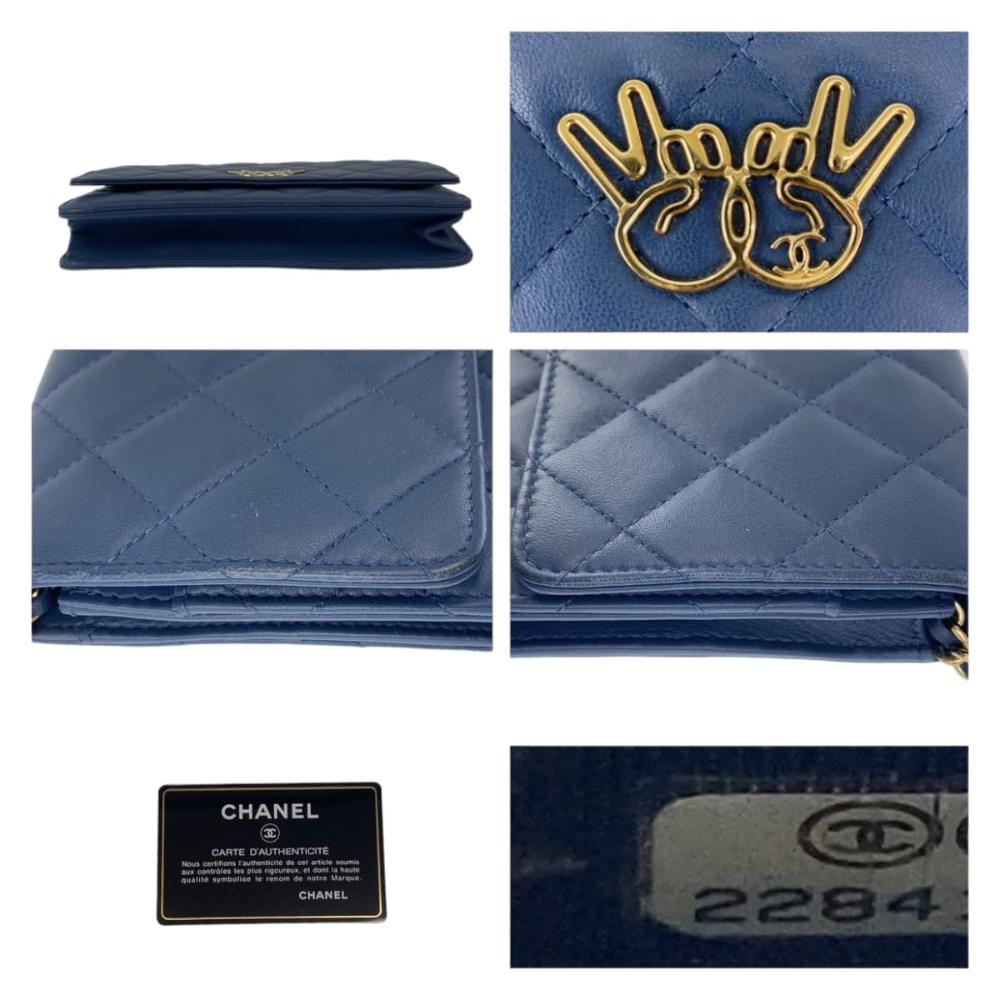 Blue Leather Chanel Wallet On Chain