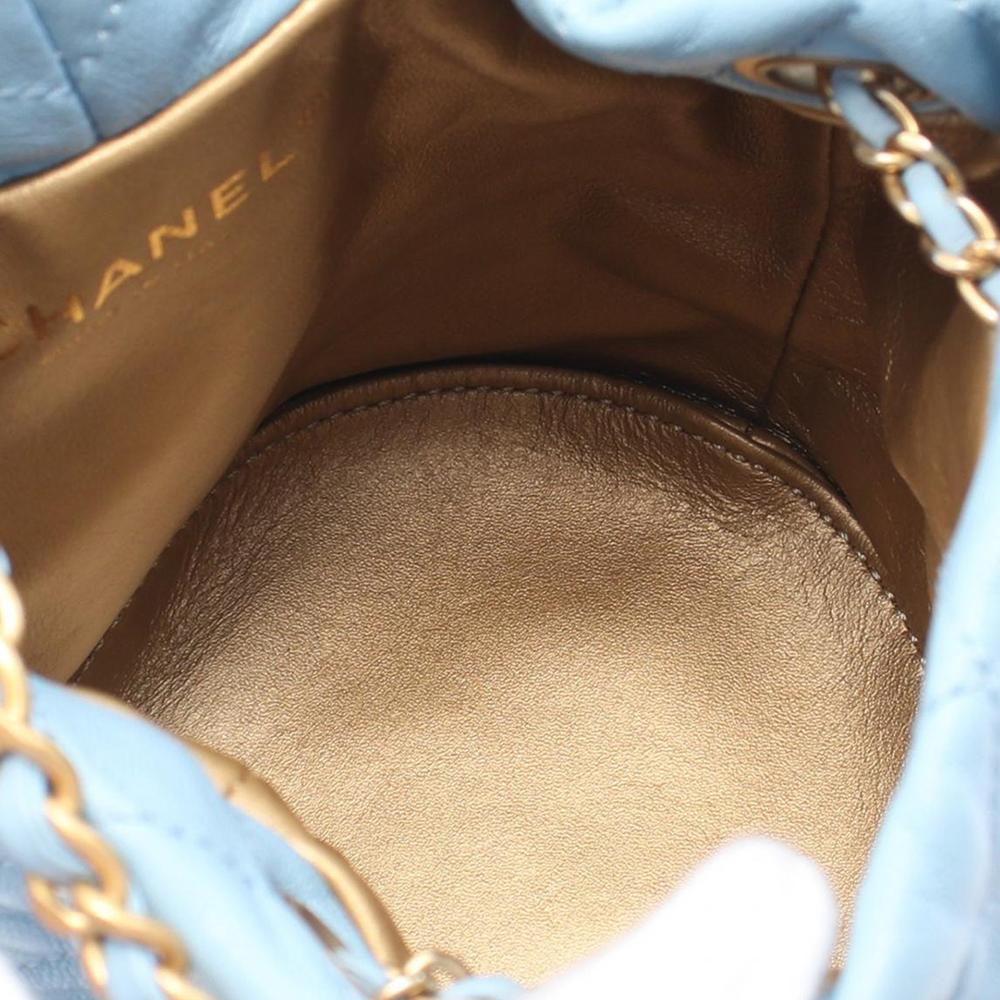 Blue Leather Chanel Bucket Bag