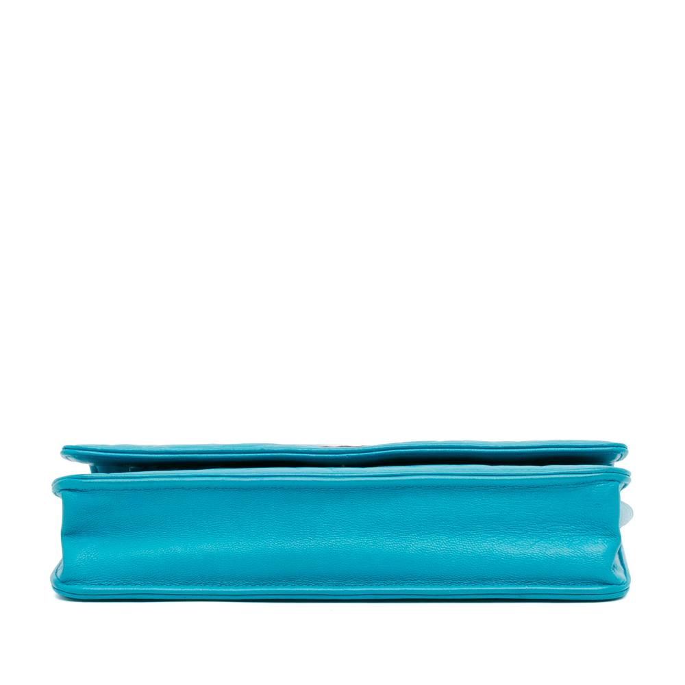 Blue Leather Chanel Wallet On Chain