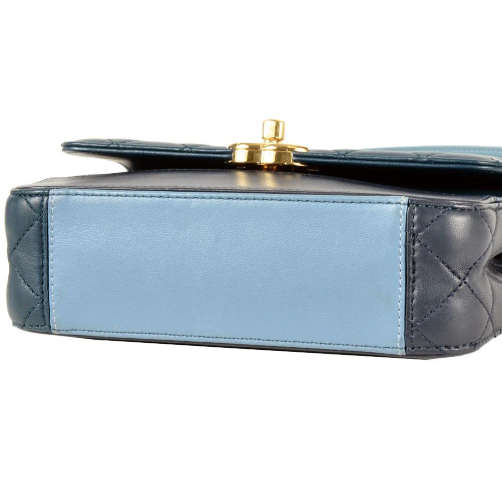 Blue Leather Chanel Flap Bag