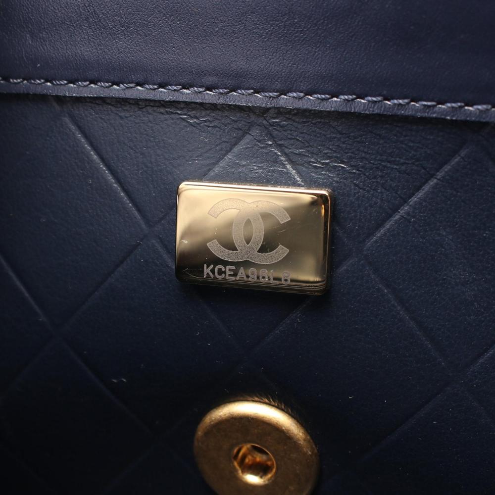 Blue Leather Chanel Crossbody Bag