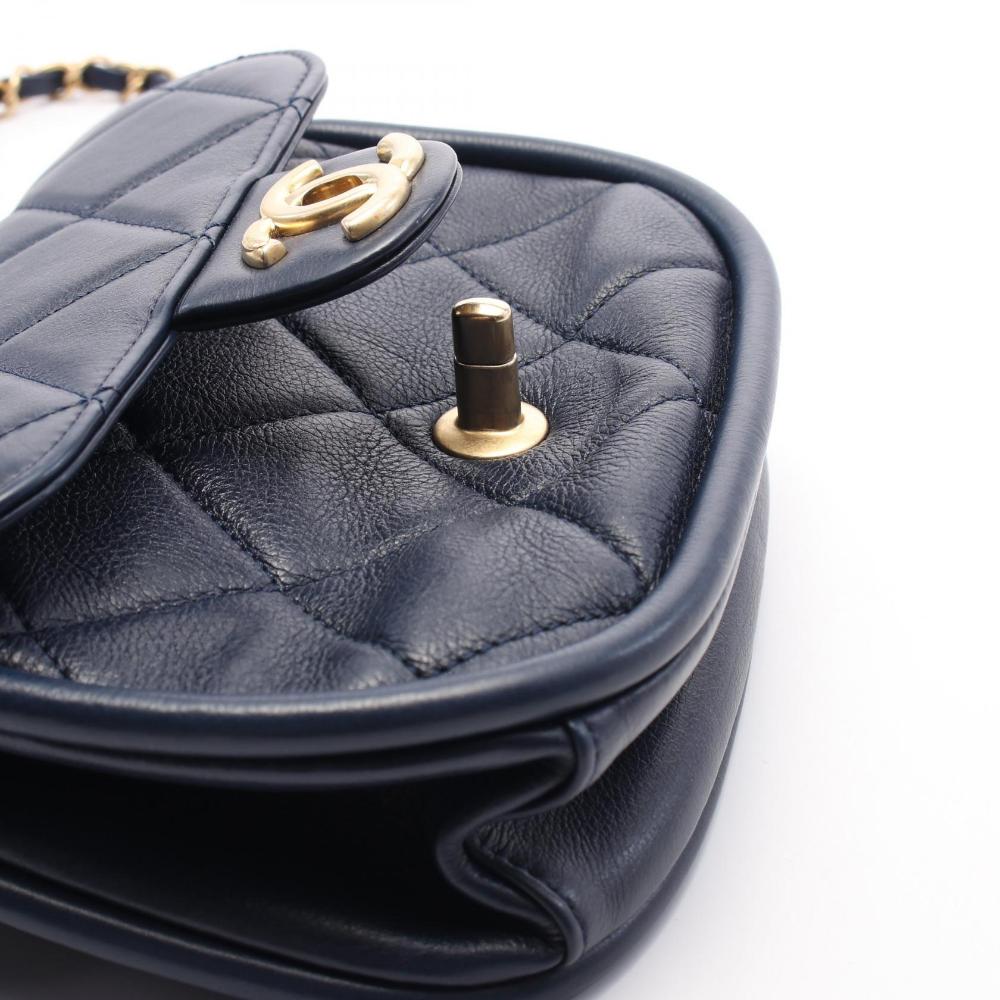 Blue Leather Chanel Crossbody Bag