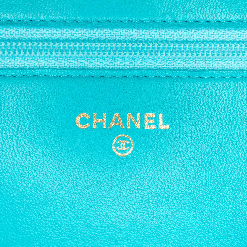 Blue Leather Chanel Wallet On Chain