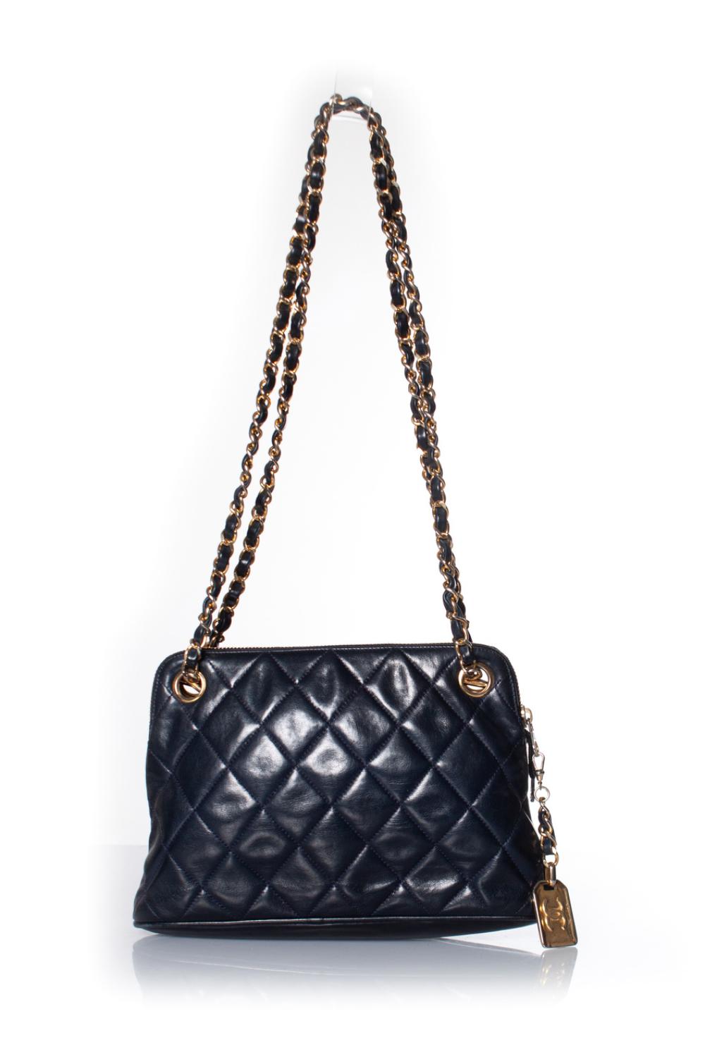 Blue Leather Chanel Crossbody Bag