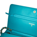 Blue Leather Chanel Wallet On Chain