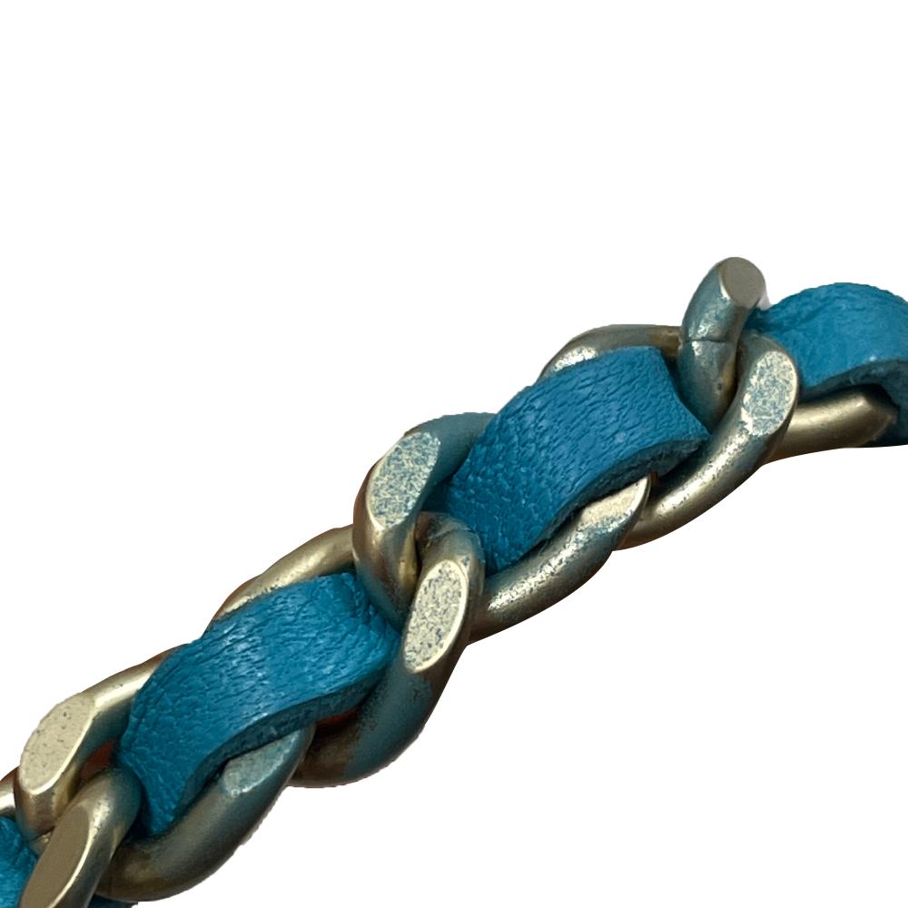 Blue Leather Chanel Wallet On Chain