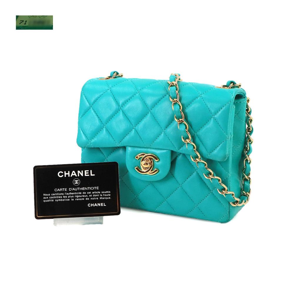 Blue Leather Chanel Shoulder Bag