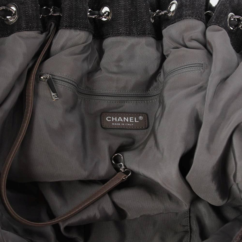 Brown Denim Chanel Shoulder Bag