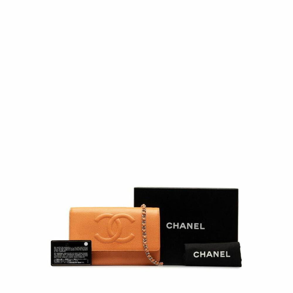 Brown Fabric Chanel Wallet On Chain