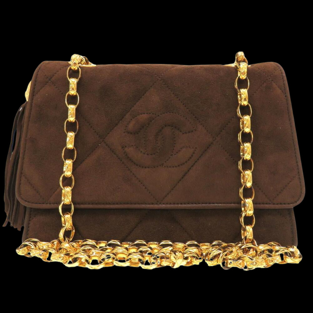 Brown Fabric Chanel Shoulder Bag