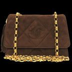 Brown Fabric Chanel Shoulder Bag