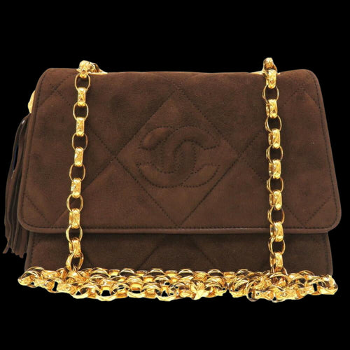 Brown Fabric Chanel Shoulder Bag