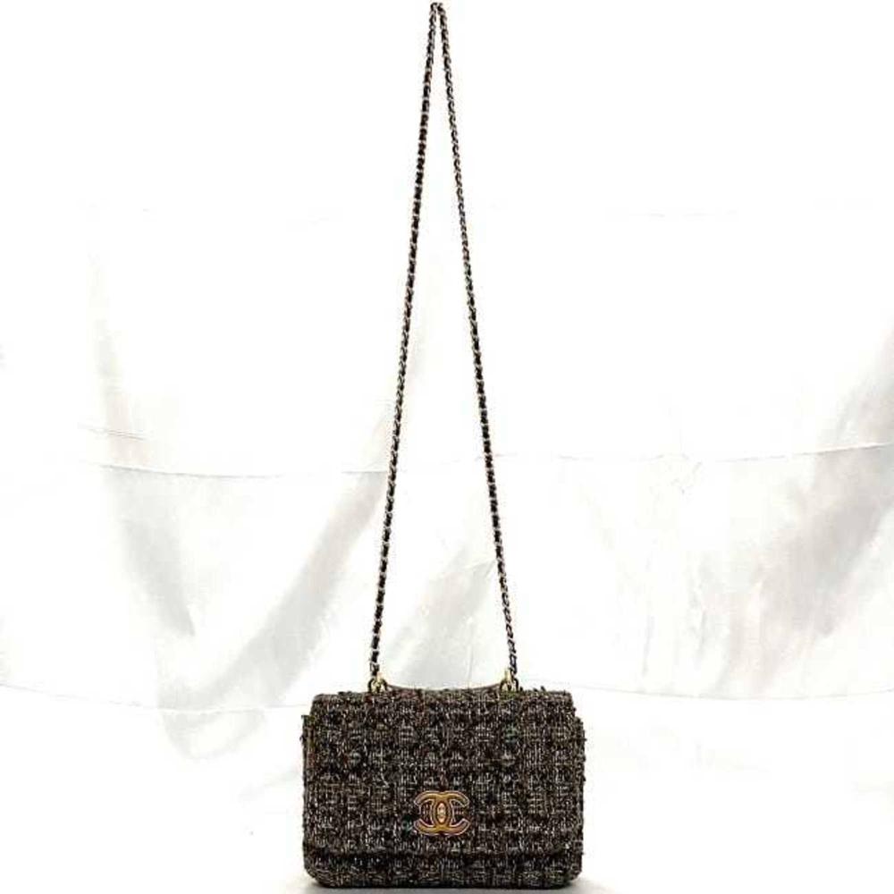 Brown Fabric Chanel Flap Bag