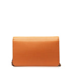 Brown Fabric Chanel Wallet On Chain