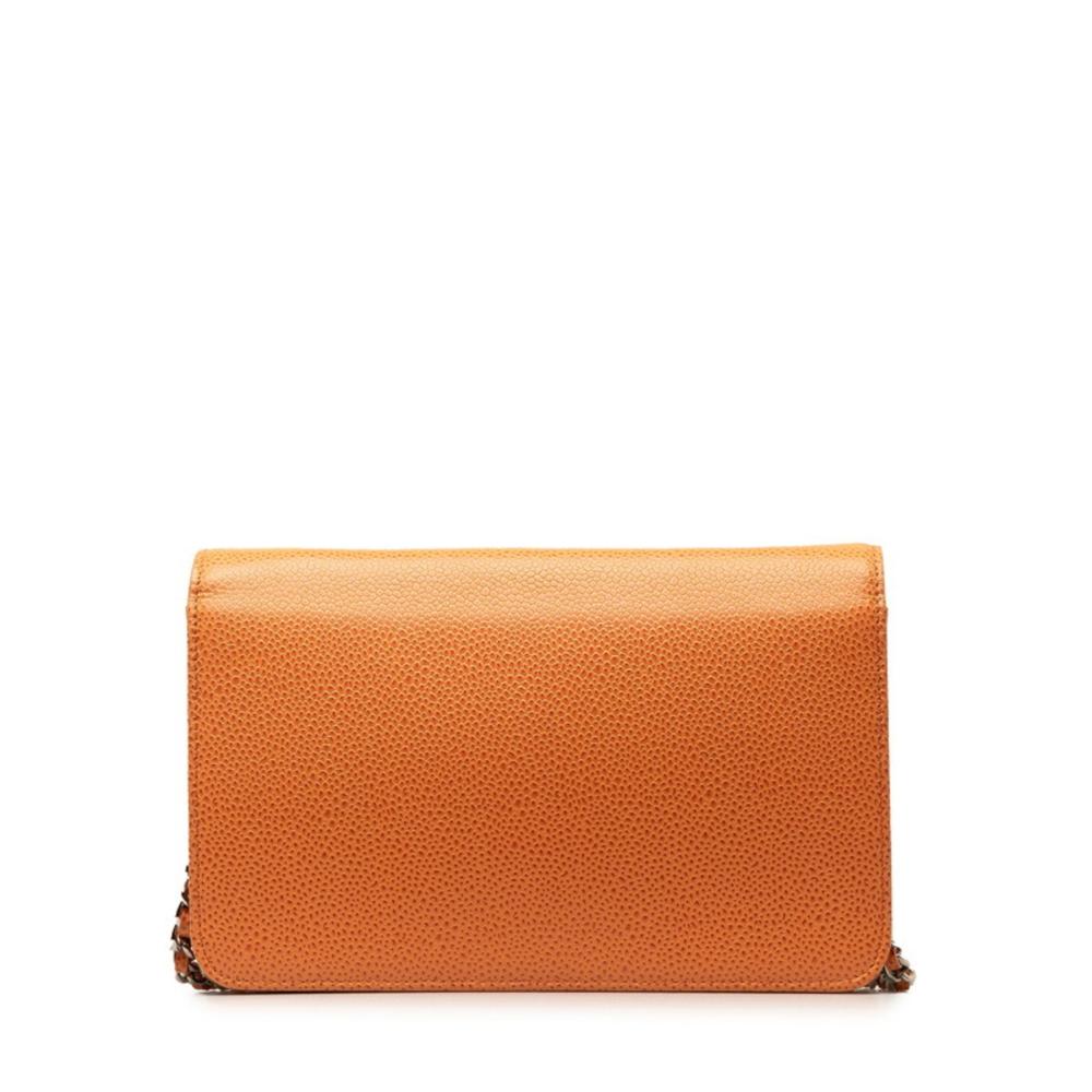 Brown Fabric Chanel Wallet On Chain