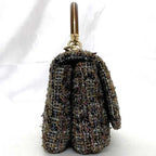 Brown Fabric Chanel Flap Bag