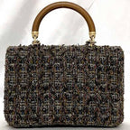 Brown Fabric Chanel Flap Bag