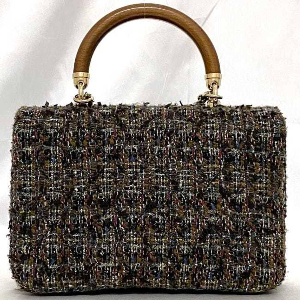 Brown Fabric Chanel Flap Bag