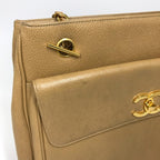 Brown Fabric Chanel Shoulder Bag