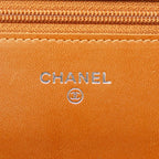 Brown Fabric Chanel Wallet On Chain