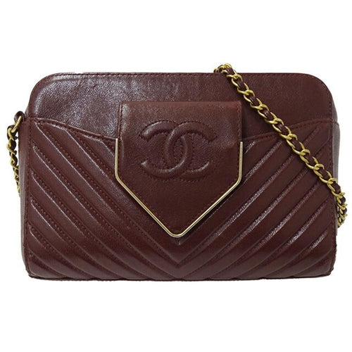 Burgundy Fabric Chanel Travel Bag