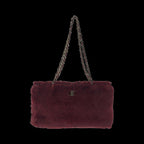 Burgundy Fabric Chanel Shoulder Bag