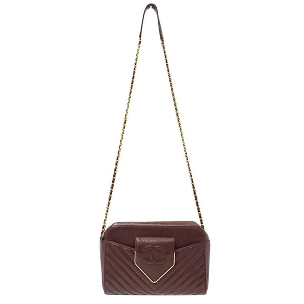 Burgundy Fabric Chanel Travel Bag
