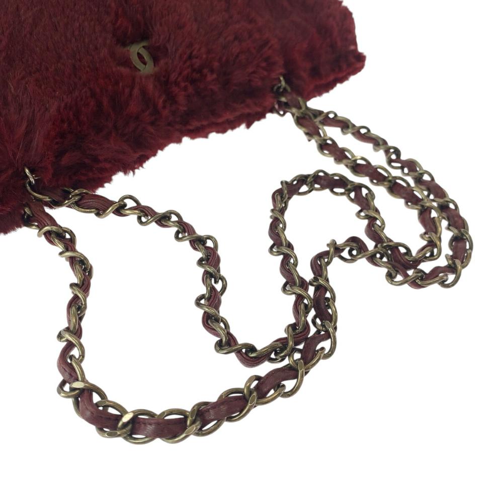 Burgundy Fabric Chanel Shoulder Bag