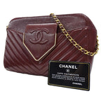 Burgundy Fabric Chanel Travel Bag