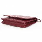 Burgundy Fabric Chanel Wallet On Chain