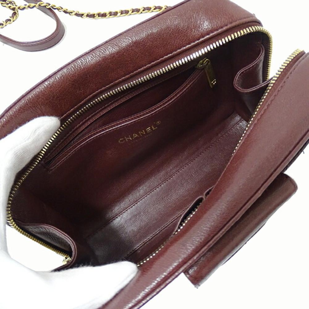 Burgundy Fabric Chanel Travel Bag