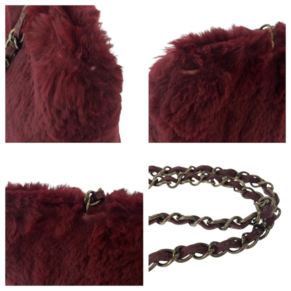 Burgundy Fabric Chanel Shoulder Bag