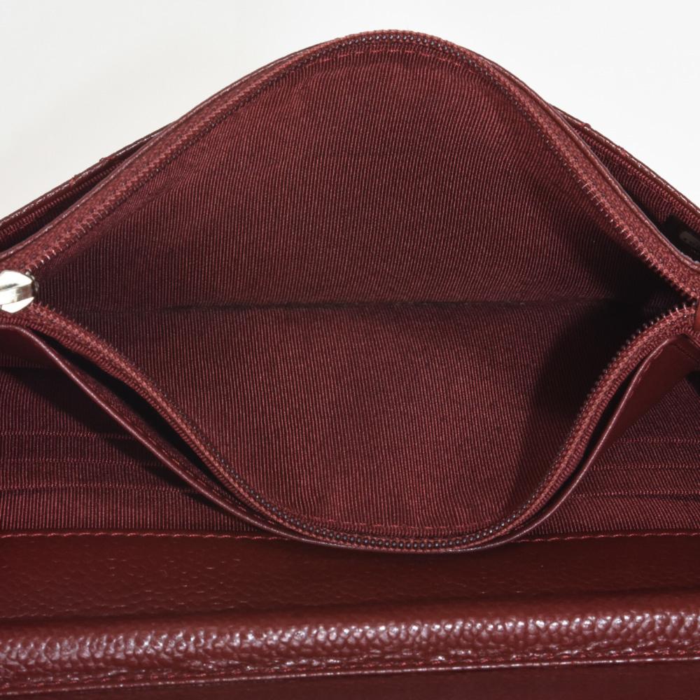 Burgundy Fabric Chanel Wallet On Chain