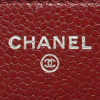 Burgundy Fabric Chanel Wallet On Chain