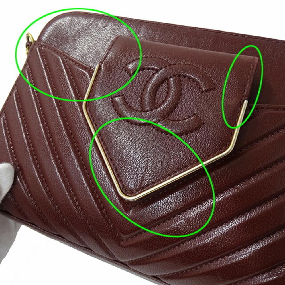 Burgundy Fabric Chanel Travel Bag