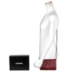 Burgundy Fabric Chanel Wallet On Chain