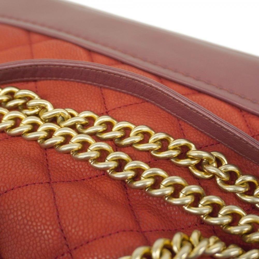 Burgundy Leather Chanel Shoulder Bag