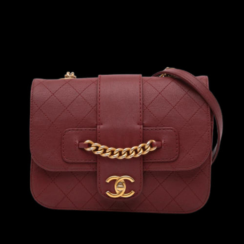 Burgundy Leather Chanel Flap Bag
