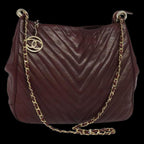 Burgundy Leather Chanel Shoulder Bag