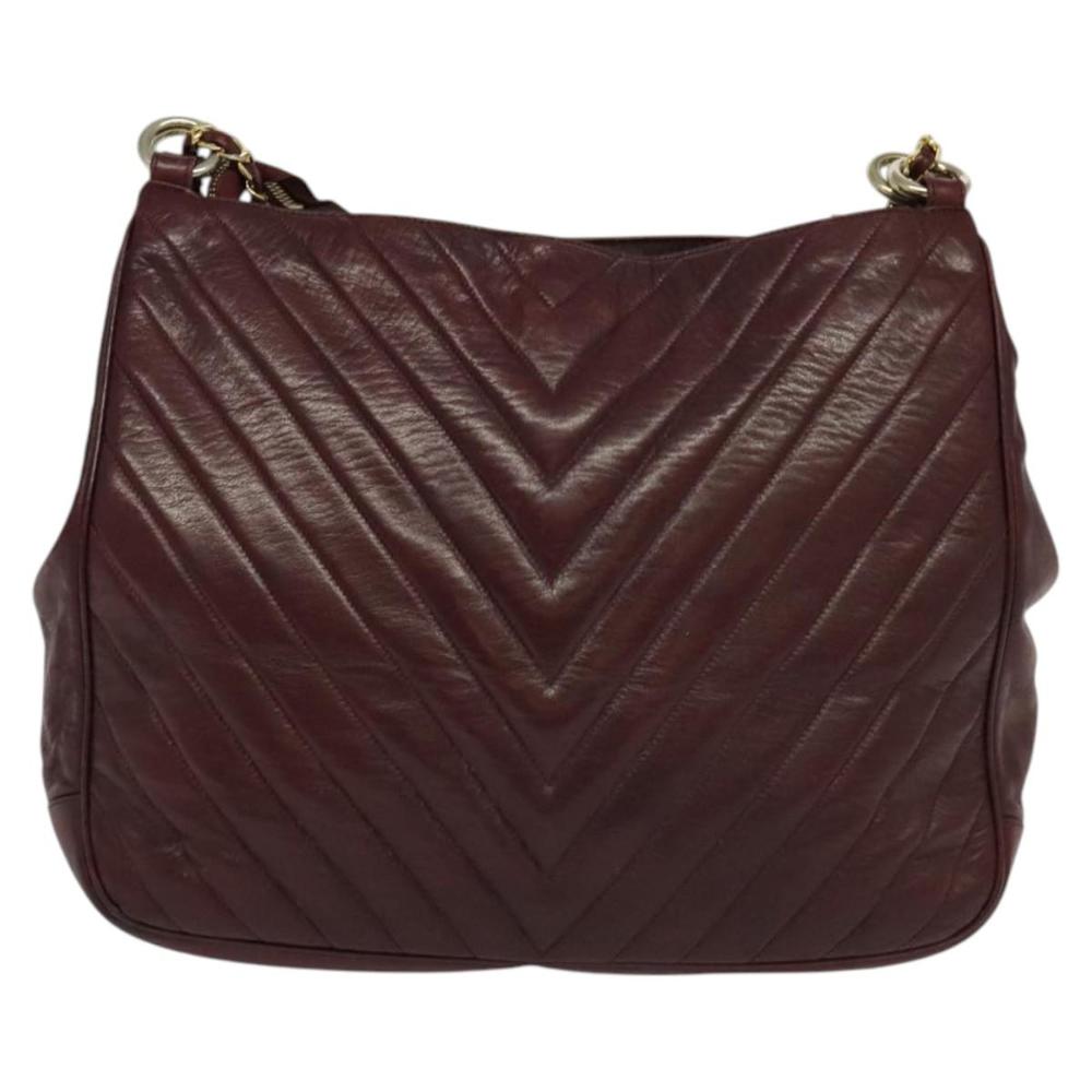 Burgundy Leather Chanel Shoulder Bag