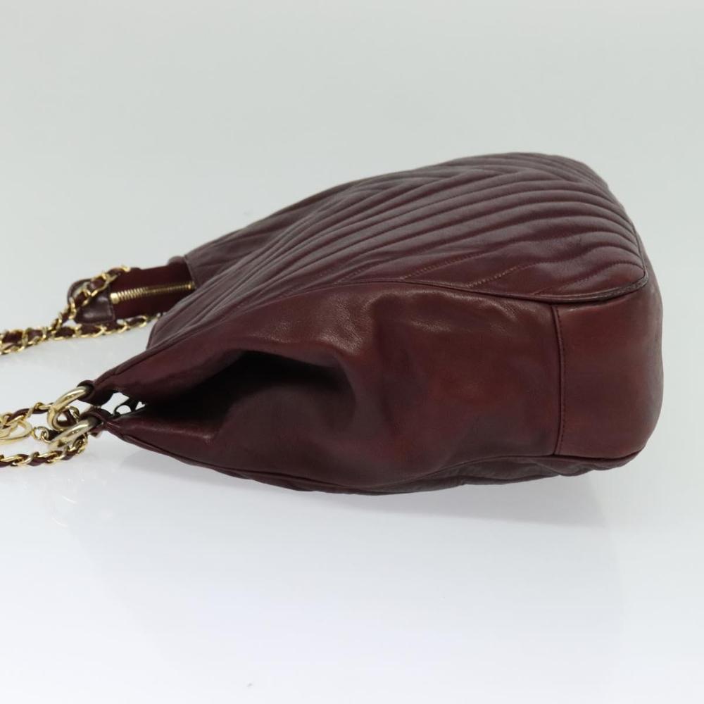 Burgundy Leather Chanel Shoulder Bag