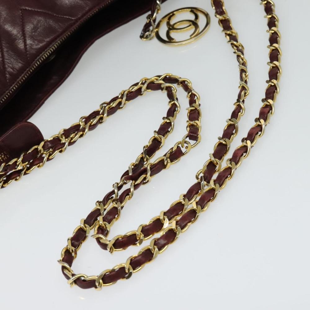 Burgundy Leather Chanel Shoulder Bag