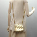 Gold Fabric Chanel Shoulder Bag
