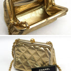 Gold Fabric Chanel Shoulder Bag
