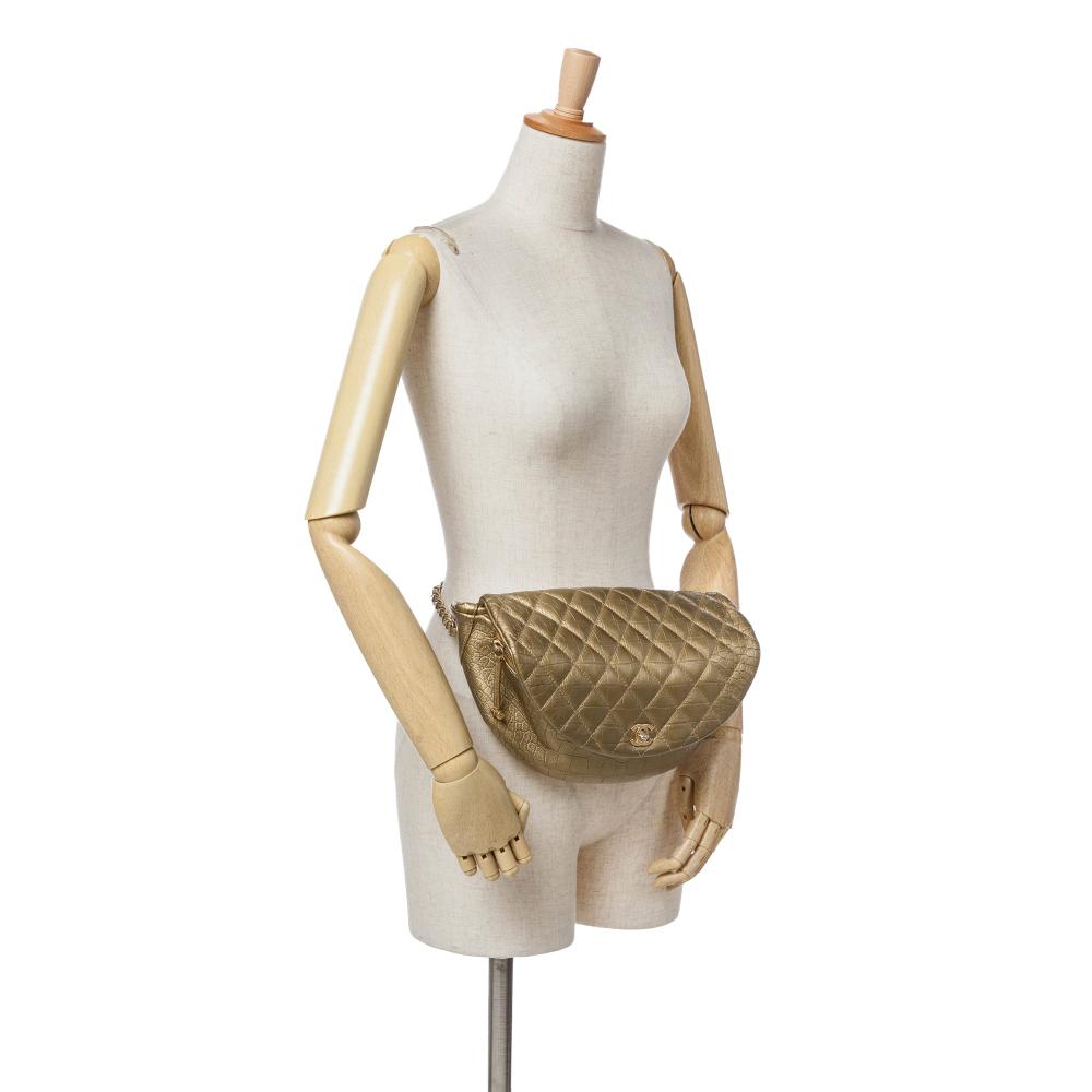 Gold Leather Chanel Belt Bag