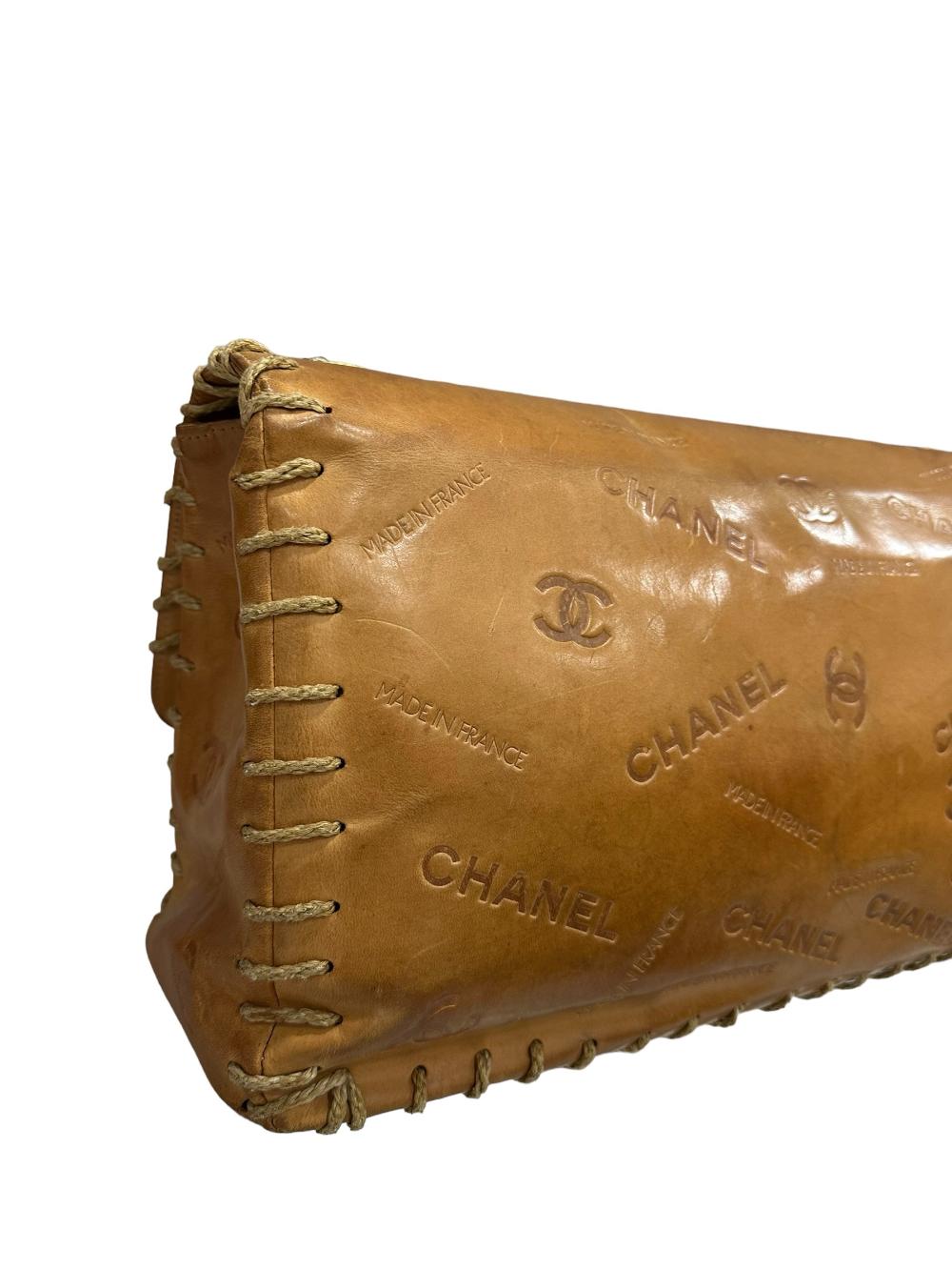 Gold Leather Chanel Shoulder Bag