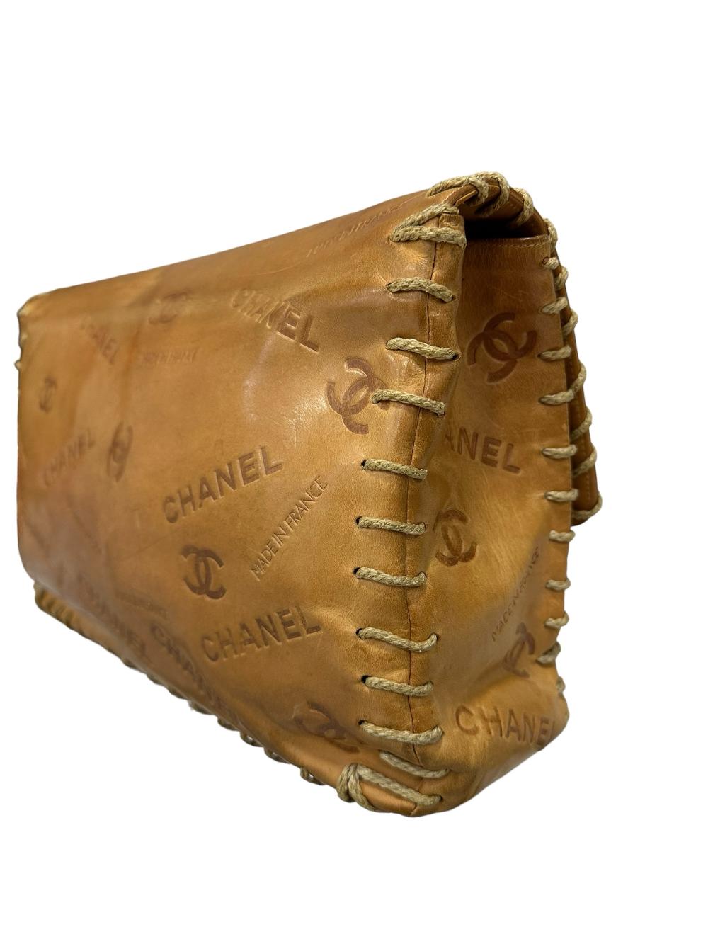Gold Leather Chanel Shoulder Bag
