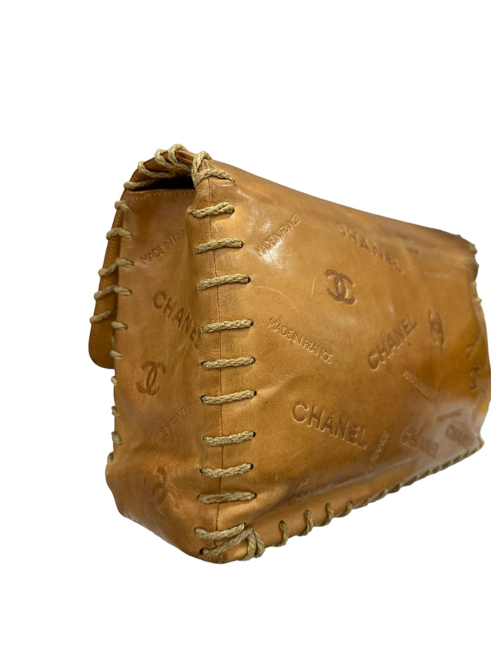 Gold Leather Chanel Shoulder Bag